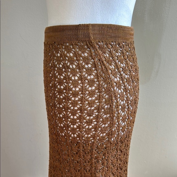 Peruvian Connection 100% Pima Cotton Brown Casual Boho Knit Maxi Skirt Size S - Picture 7 of 12